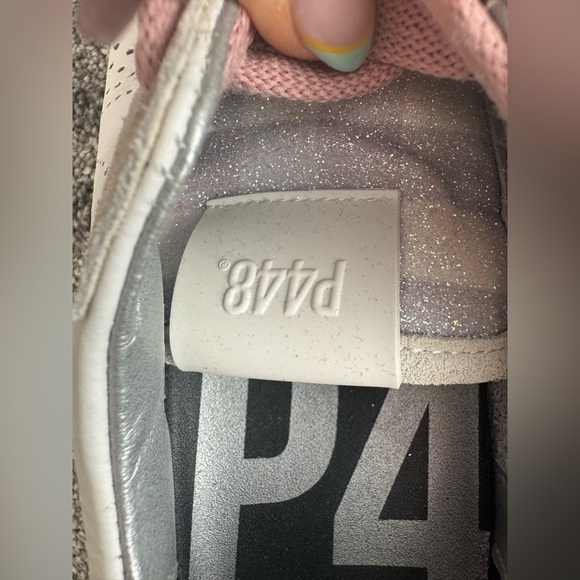 P448 Cream with Rose and Silver Trims Shoes Made in Italy Size 36 - Picture 10 of 13